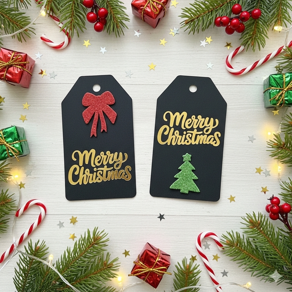Handmade Glitter Christmas Gift Tags (8-Pack)